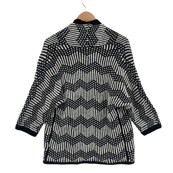 Gap Cardigan Sweater Women Small Black White Chevron Knit Long Sleeve Open Front - Picture 2 of 12